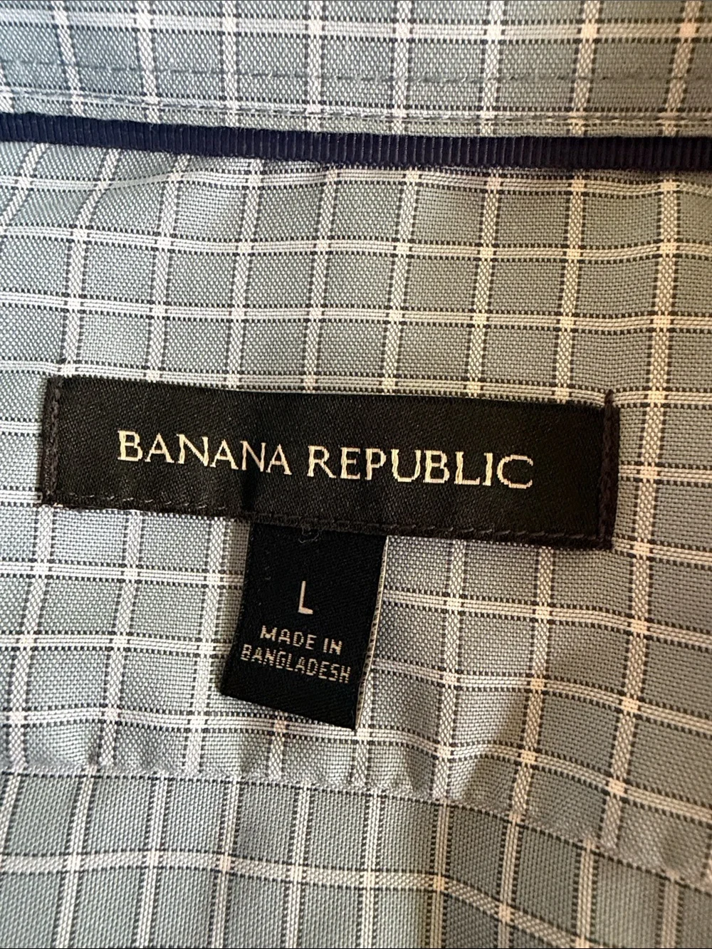 Banana Republic Blue Plaid Button-Down Dress Shirt